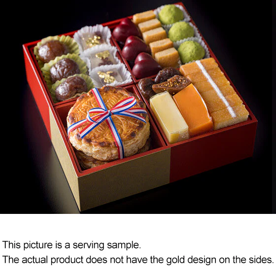 2-Tier Ojyu Box Red x Gold Ichimatsu Design with 4 Inner Compartments & 2 Inner Lids - Image 5
