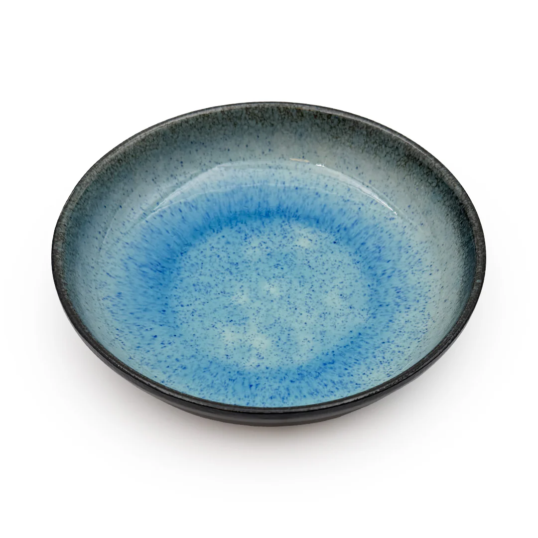 Ariake Blue Reactive Glaze Pasta Plate 8.7" dia - Image 2
