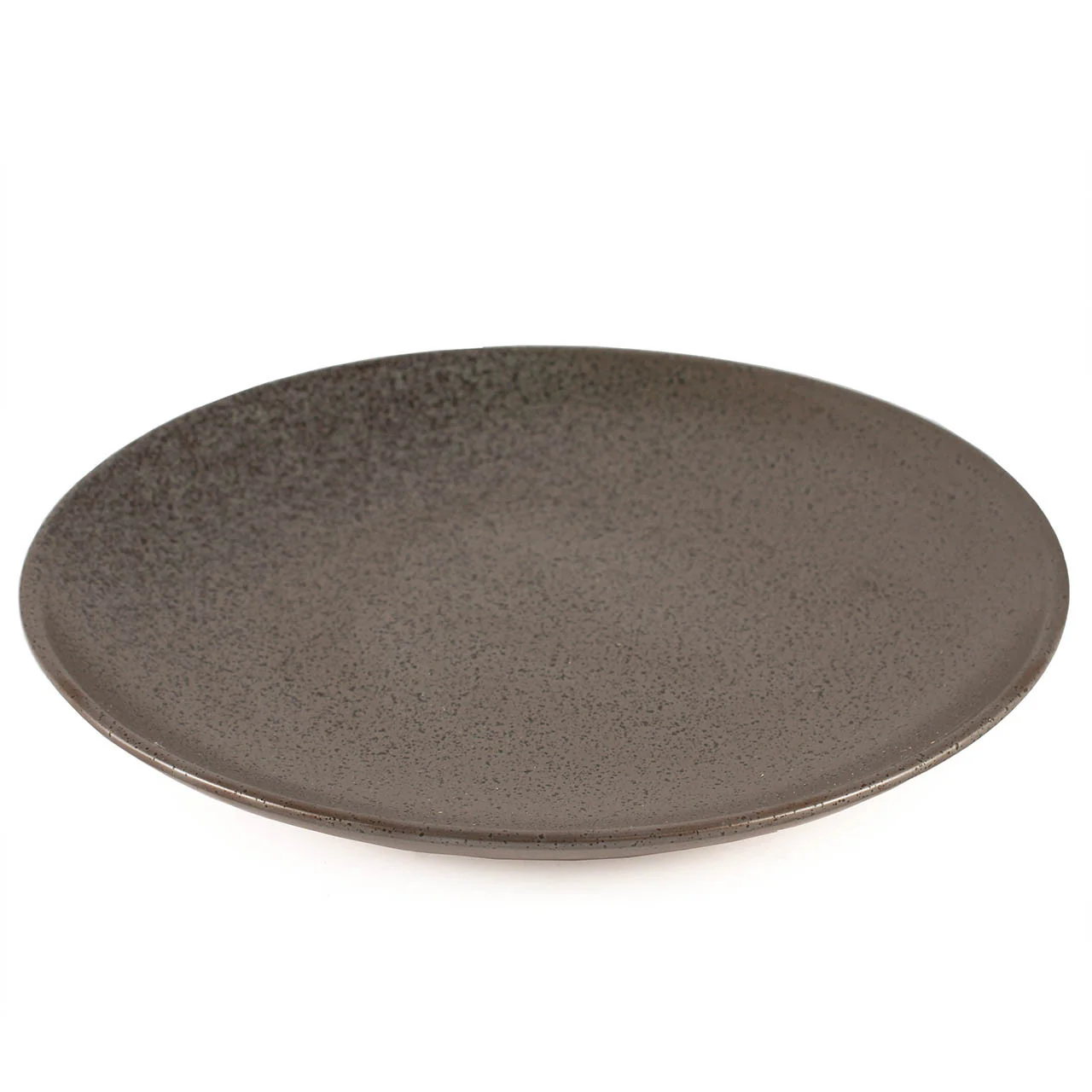 Metallic Gray Black Speckled Round Plate 10.5" dia