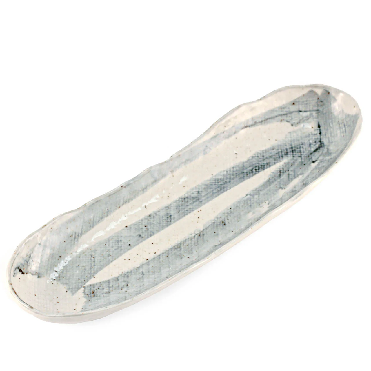Light Blue Brushstroke Rounded Long Plate 13" x 4" - Image 2
