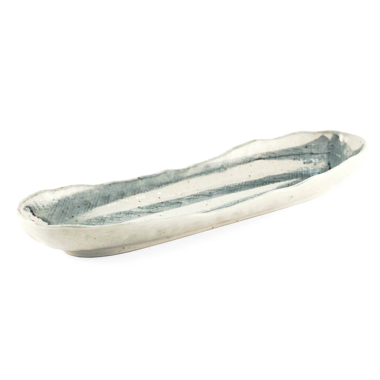 Light Blue Brushstroke Rounded Long Plate 13" x 4" - Image 3