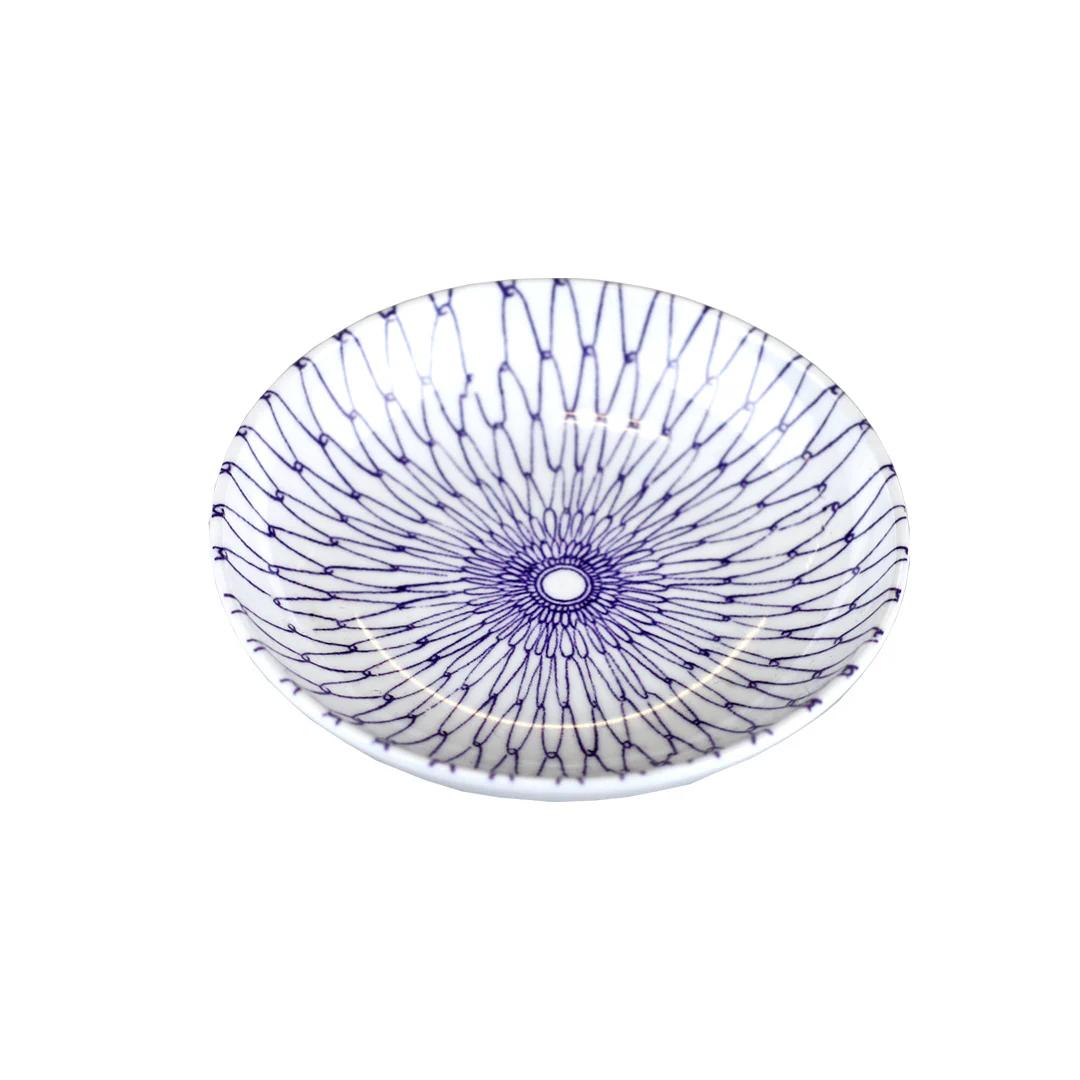 Melamine Blue Mesh Line Soy Sauce Dish 3.75" dia