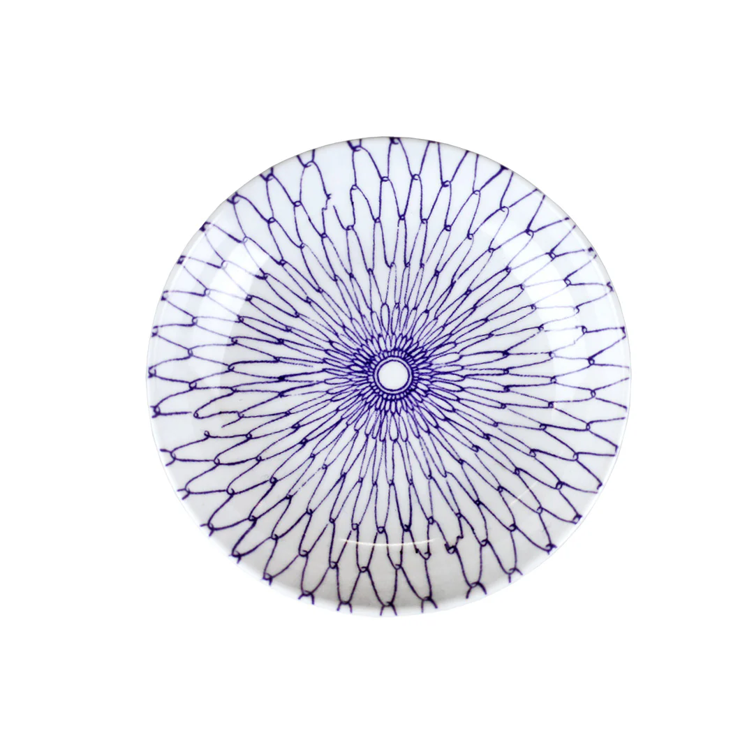 Melamine Blue Mesh Line Soy Sauce Dish 3.75" dia - Image 2