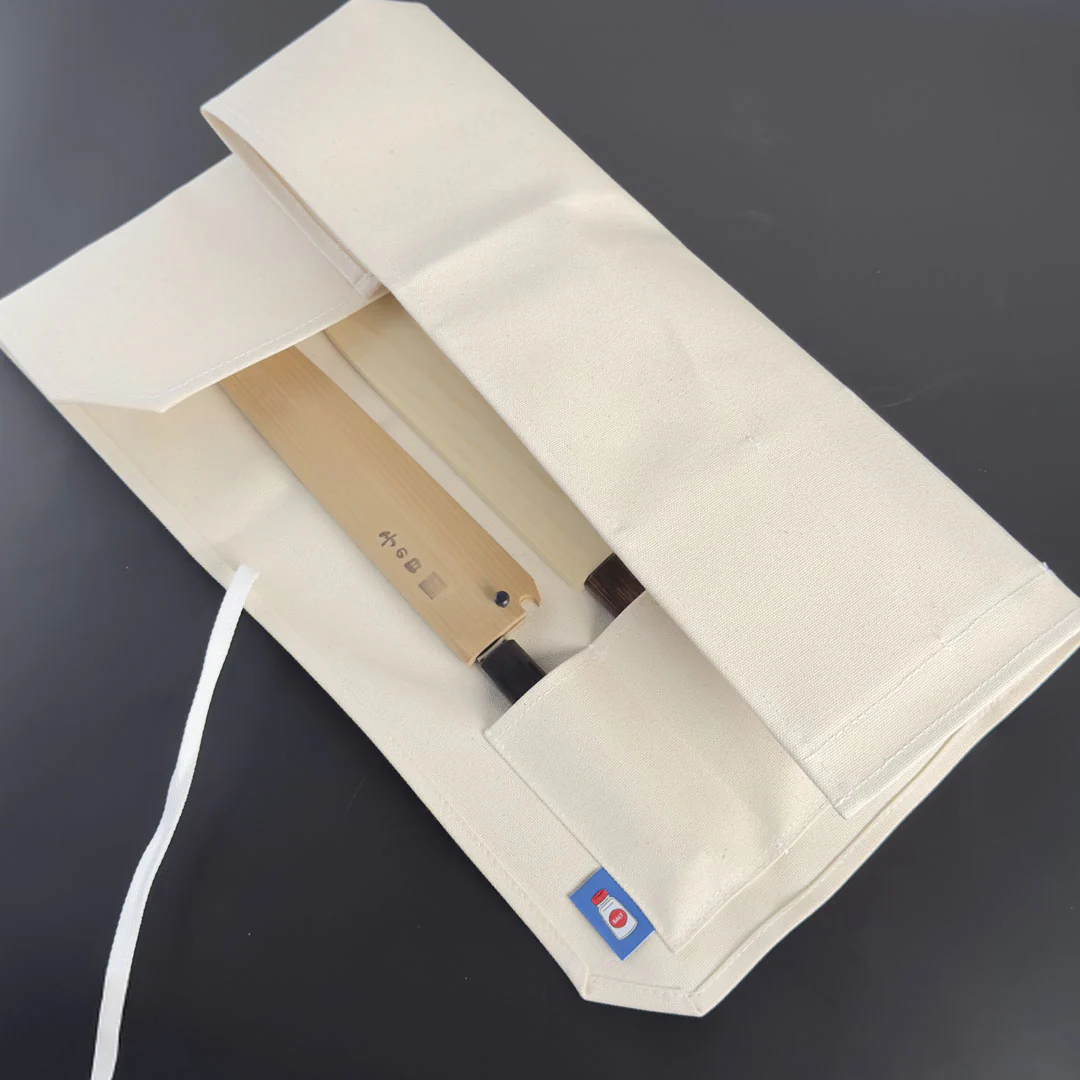 Canvas 6 Slots Knife Roll with Utility Pouch - Natural White - Image 4