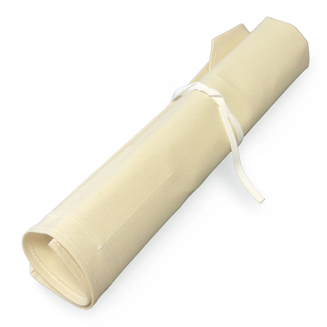 Canvas 6 Slots Knife Roll with Utility Pouch - Natural White - Image 5