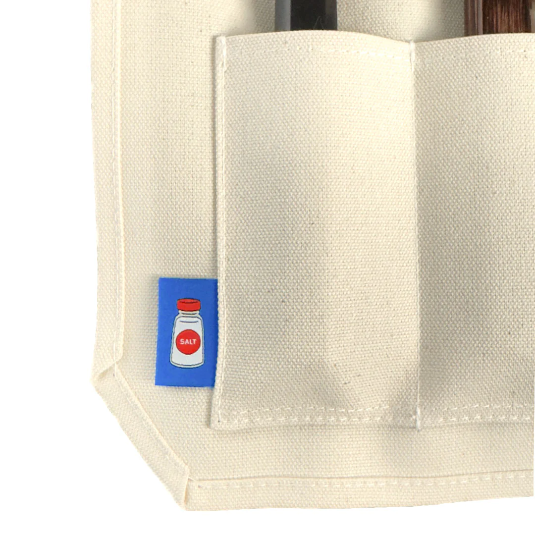 Canvas 6 Slots Knife Roll with Utility Pouch - Natural White - Image 8