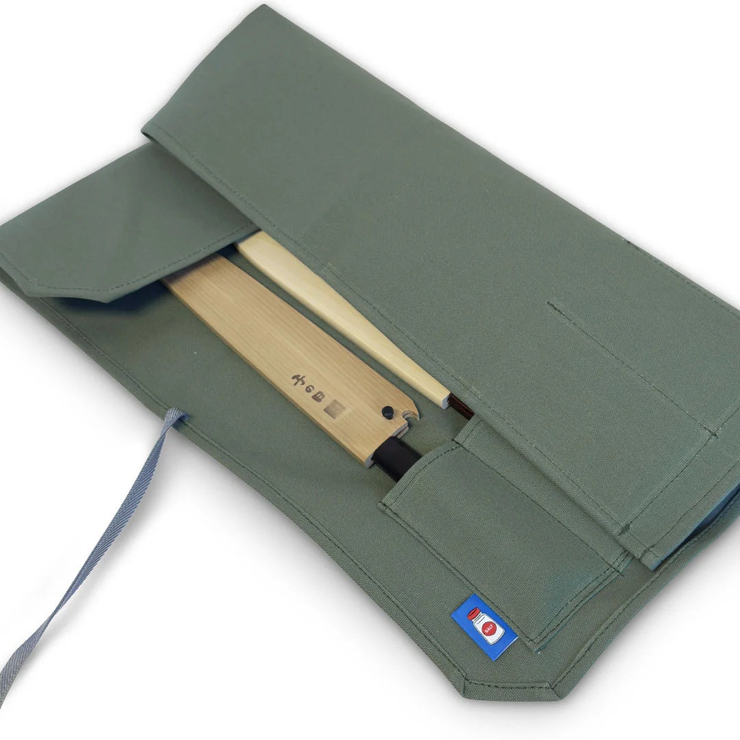 Canvas 6 Slots Knife Roll with Utility Pouch - Sage Green - Image 4