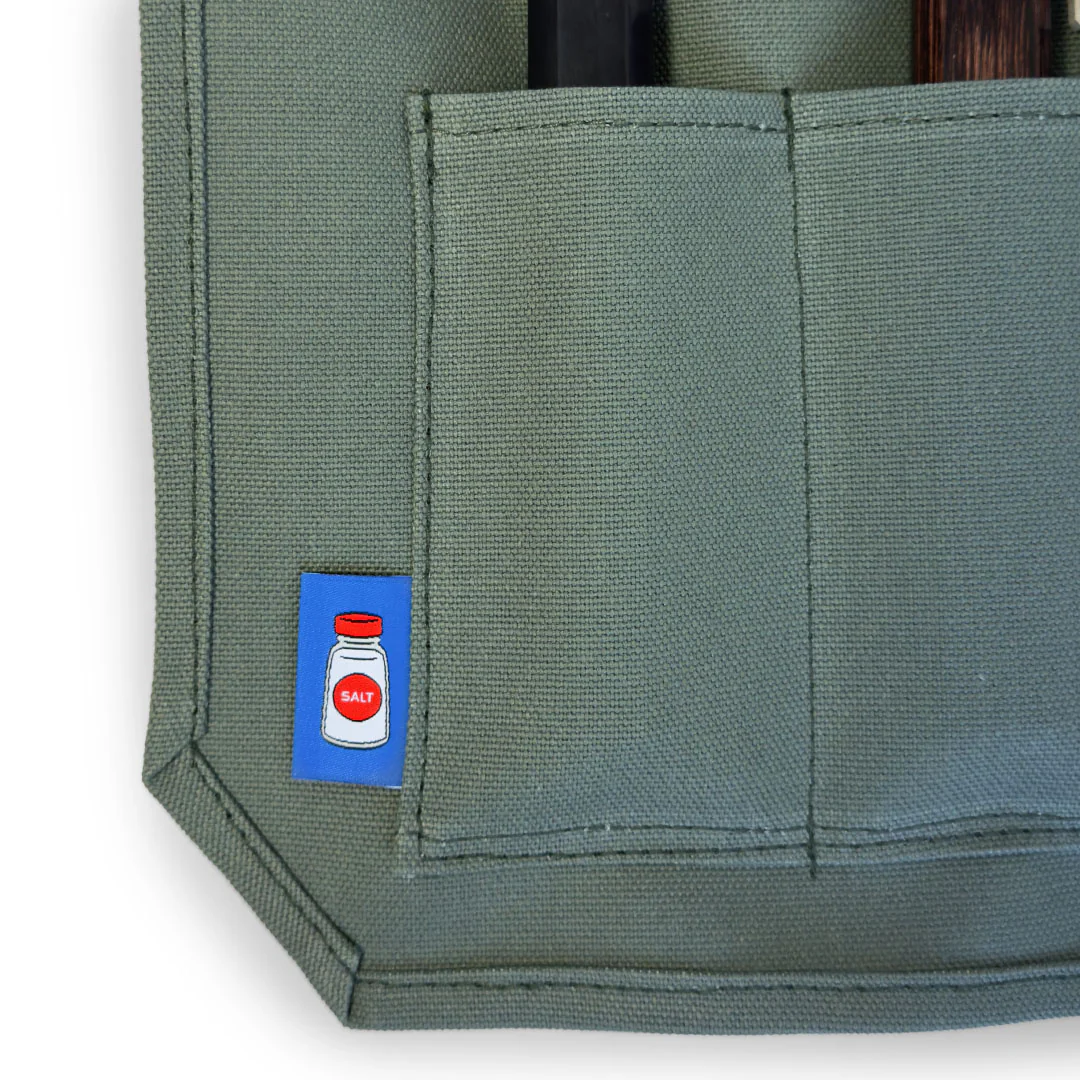 Canvas 6 Slots Knife Roll with Utility Pouch - Sage Green - Image 8