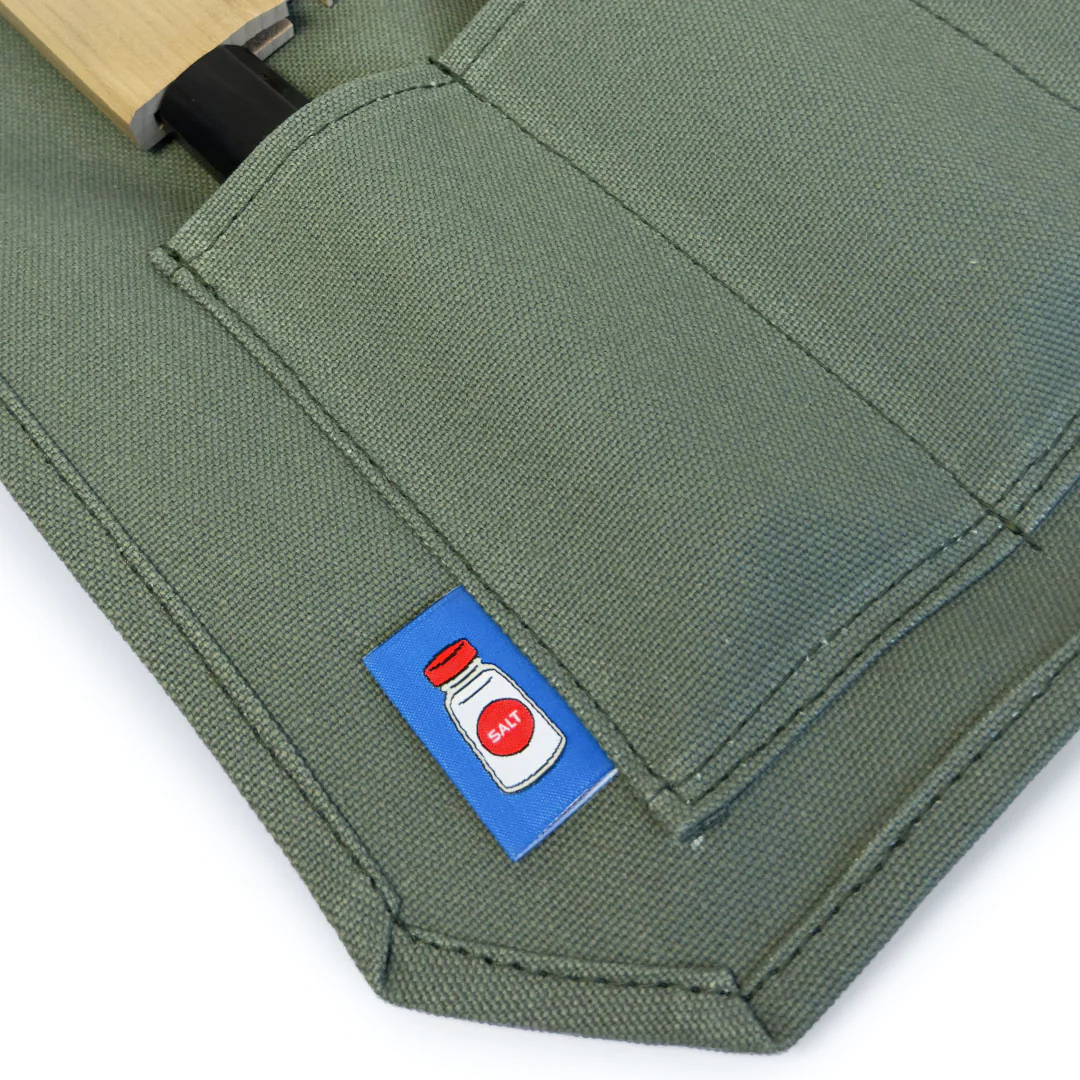 Canvas 6 Slots Knife Roll with Utility Pouch - Sage Green - Image 9