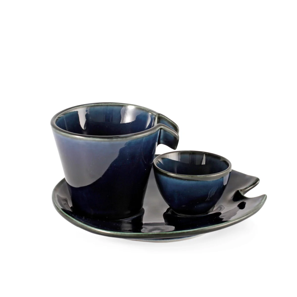 Cobalt Blue Glossy Ceramic Sake Cup 1.3 fl oz - Image 4
