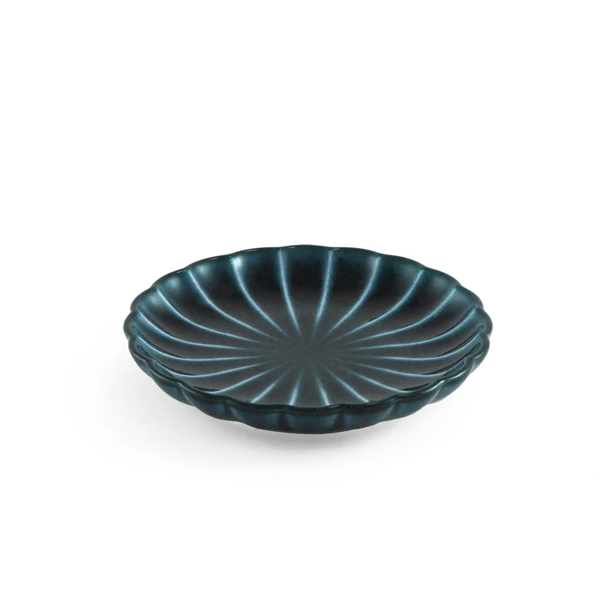 Giyaman Daisy Glossy Blue Round Plate 3.9" dia