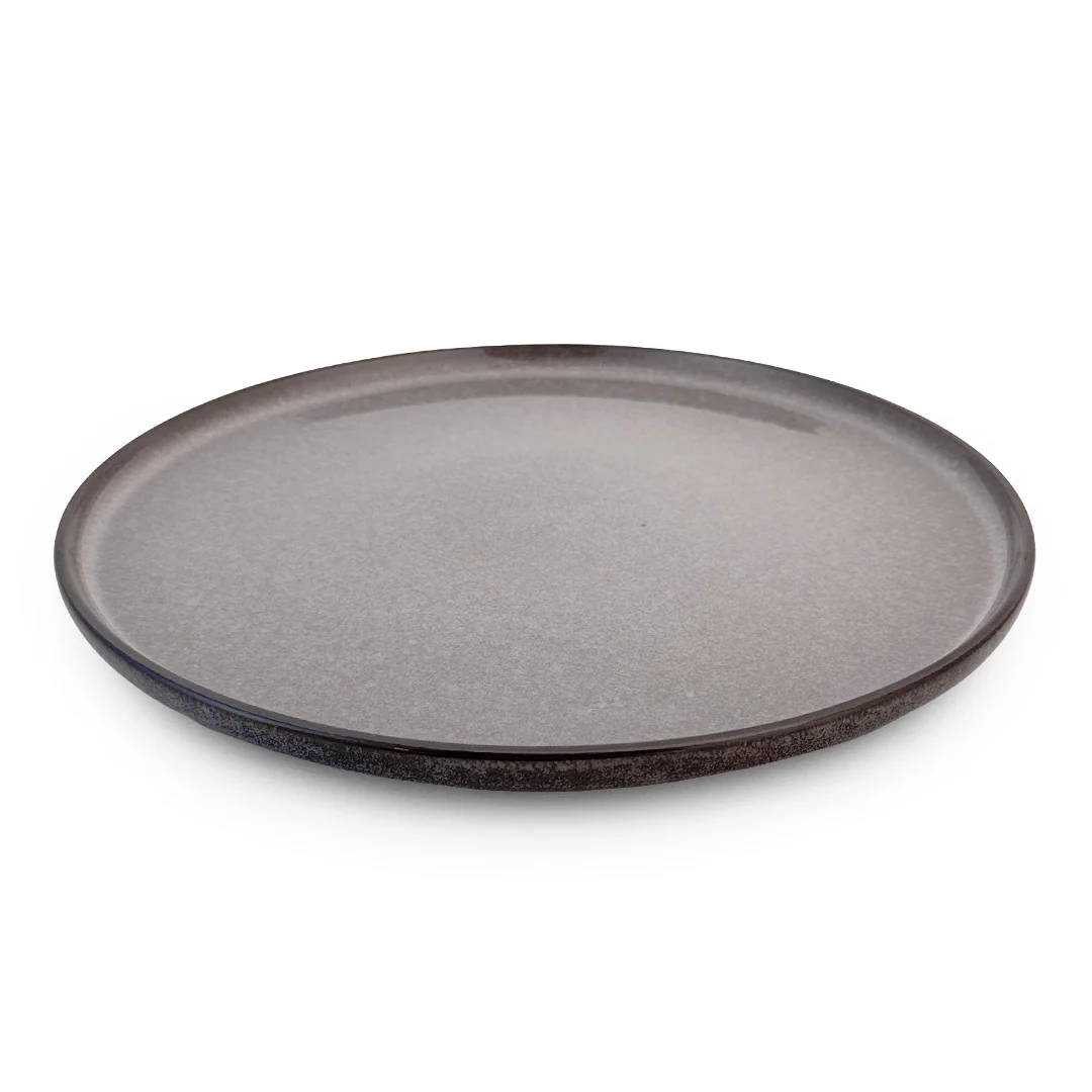 P&B Glossy Light Gray Rimmed Dinner Plate 10.3" dia - Image 2