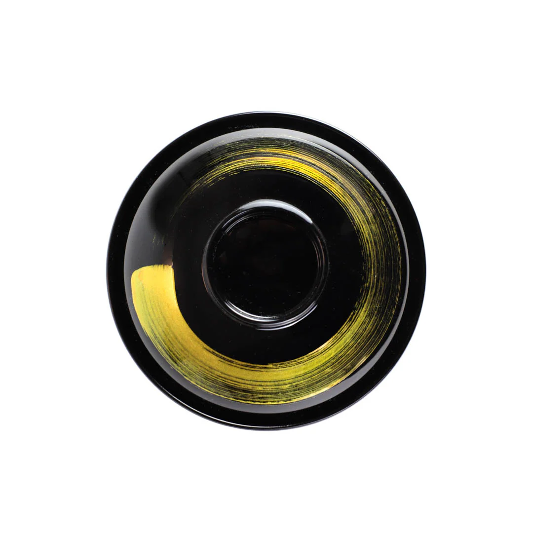 Gold Brushstroke Black Miso Soup Bowl with Lid 8 fl oz / 4.1" dia - Image 3