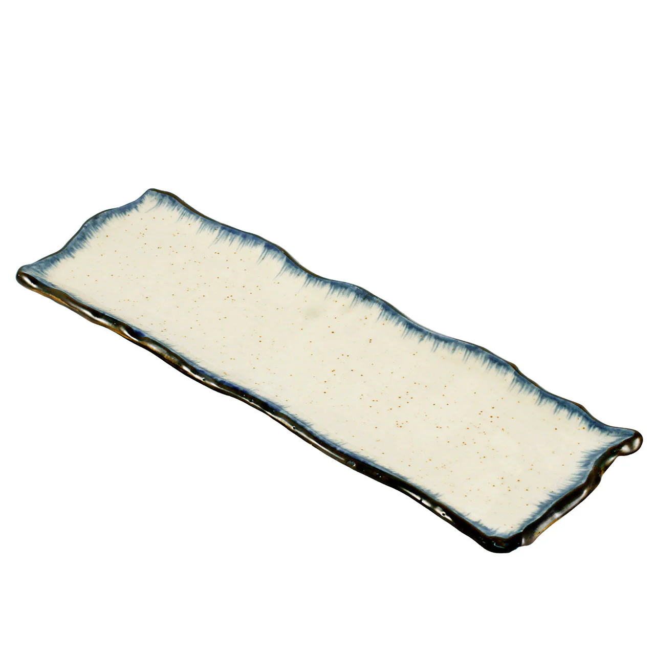Ivory Rectangular Plate with Navy Trim 13.31" x 4.25" - Image 2