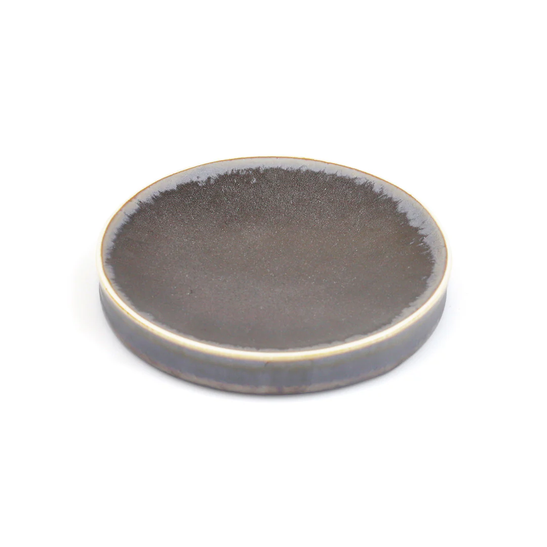 Jakuen Metallic Black Grazed Stage Plate Kozara 5.5" dia - Image 2