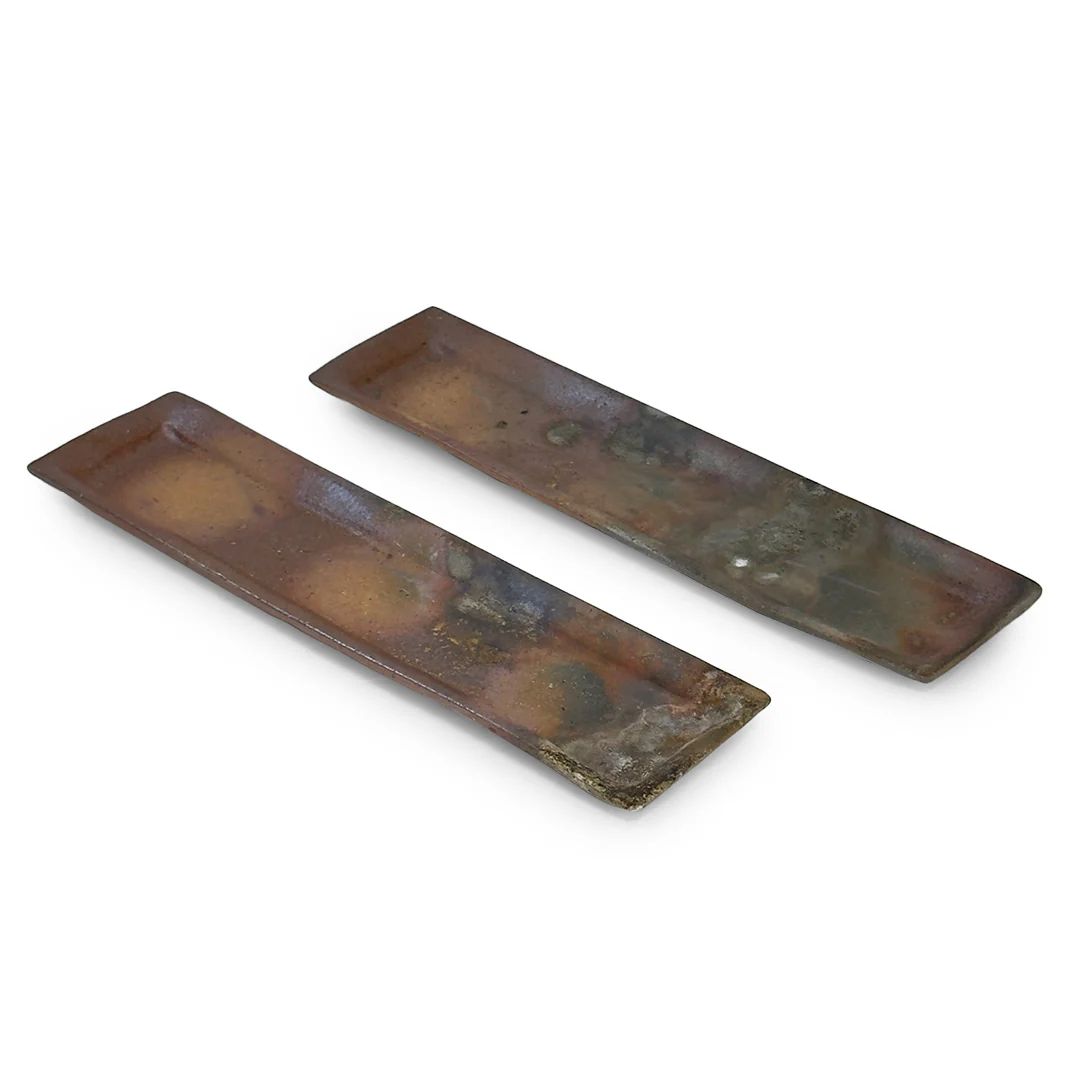 Kanayama Matte Brown Rimmed Rectangular Sashimi Plate 11.6" x 3" - Image 3