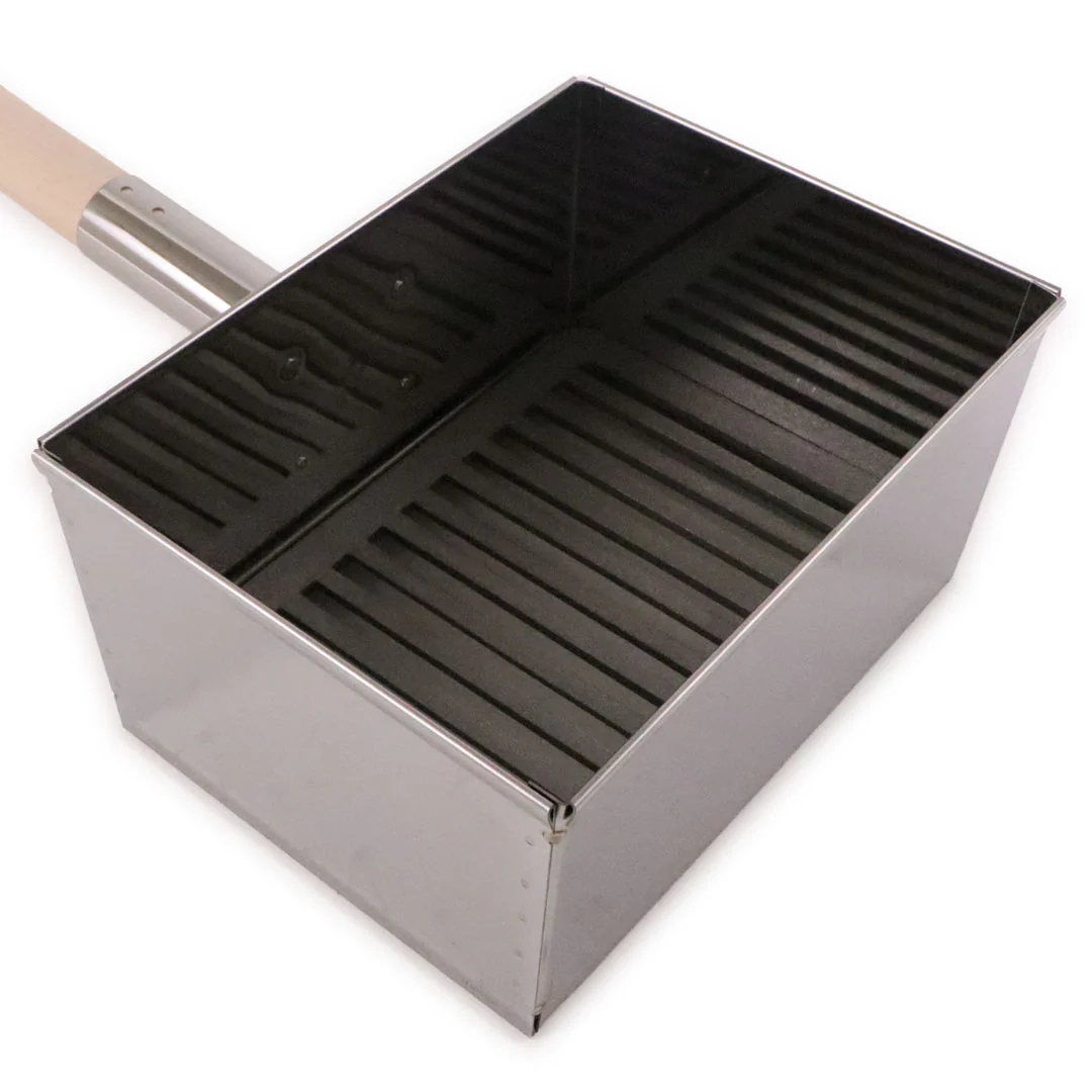 Kanda Stainless Steel Rectangular Fire Starter Pot with Cast Iron Grate - Hiokoshi 9" x 6.9" - Image 3