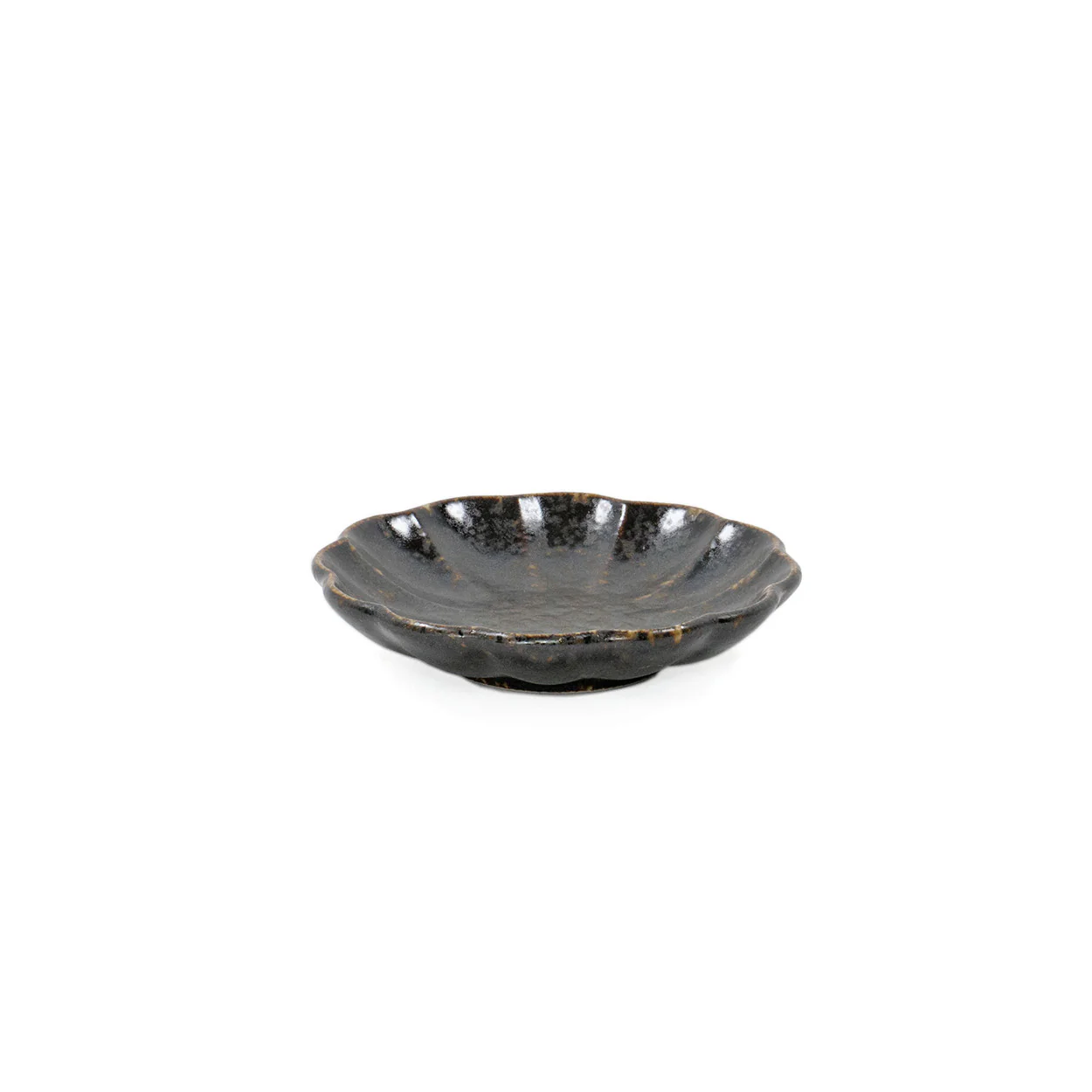 Kikka Daisy Black Kessho Sauce Dish 3.8" dia
