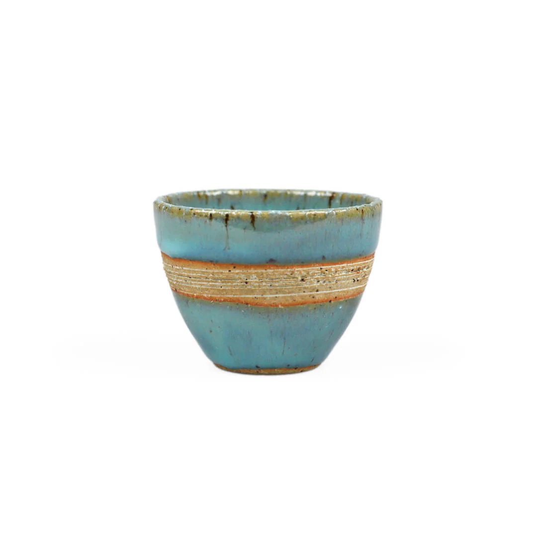 Kinyo Turquoise Blue Ceramic Sake Cup 2 fl oz - Image 2