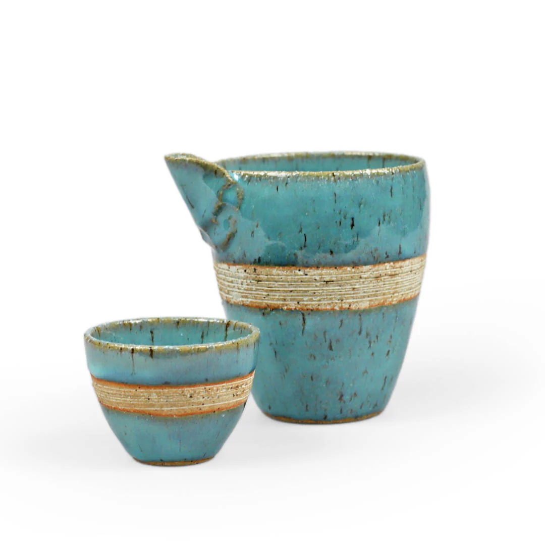 Kinyo Turquoise Blue Ceramic Sake Cup 2 fl oz - Image 3