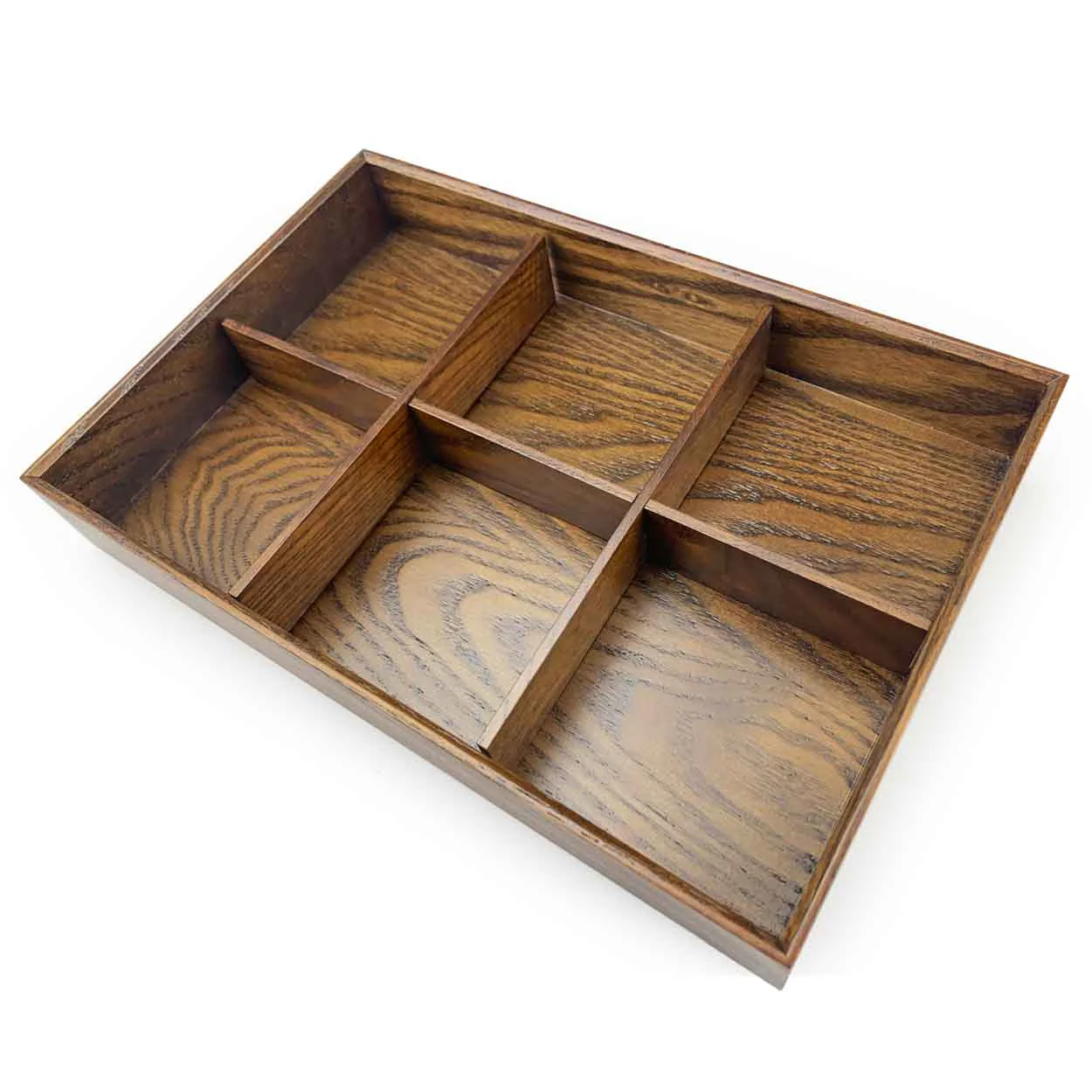 Kiwami Brown Wooden 6 Compartment Bento Platter 12.2" x 8.2" - Image 3