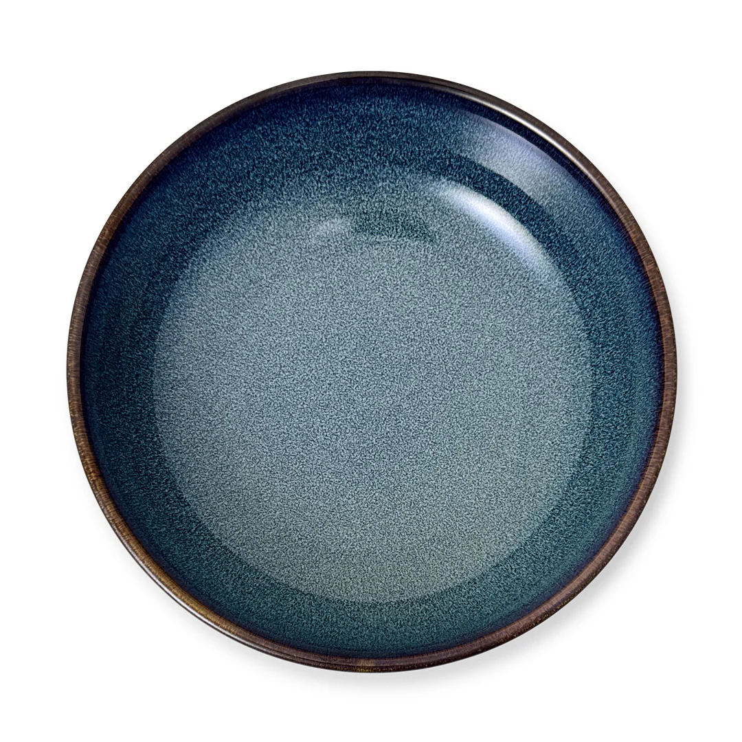 P&B Marine Blue Serving Bowl with Brown Rim 38 fl oz / 8" dia - Image 2