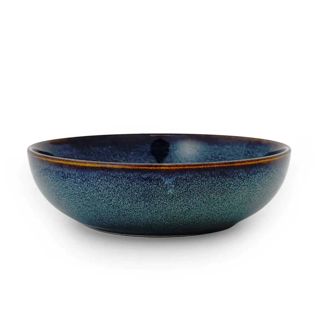 P&B Marine Blue Serving Bowl with Brown Rim 38 fl oz / 8" dia - Image 3