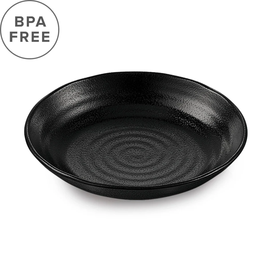 Melamine Black Grainy Deep Plate 9" dia