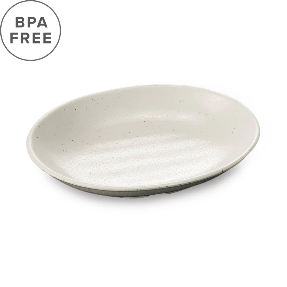 Melamine Kobiki White Grainy Oval Plate 8.8" x 6.5"