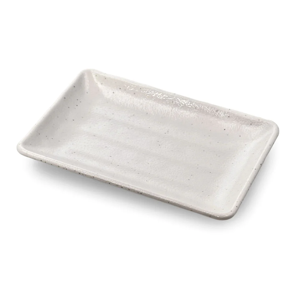 [Clearance] Melamine Kobiki White Grainy Rectangular Plate 7.7" x 5.1" - Image 2
