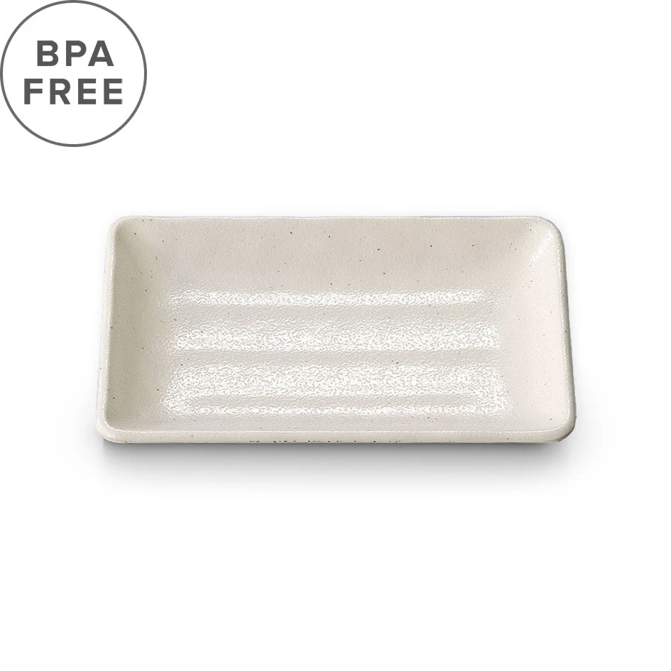 [Clearance] Melamine Kobiki White Grainy Rectangular Plate 7" x 4.4"