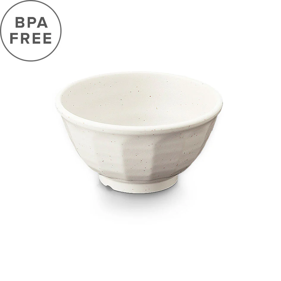 [Clearance] Melamine Kobiki White Grainy Rice Bowl 17 fl oz / 5.4" dia Beveled Design