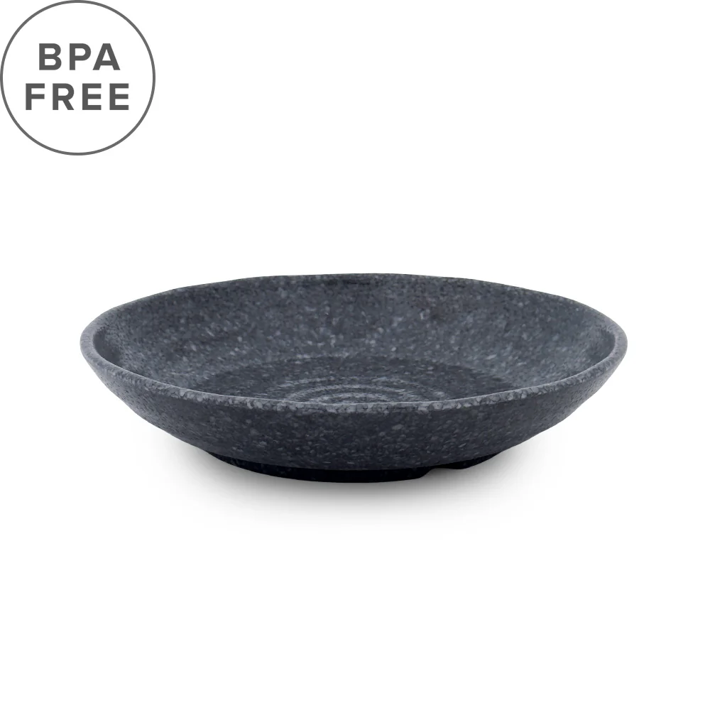 Melamine Stone Grainy Deep Plate 8.1" dia - Image 2