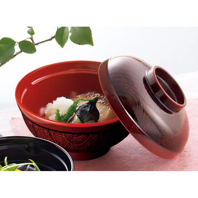 Melamine Wood Pattern Red Soup Bowl 8.6 fl oz / 4.8" dia - No Lid - Image 3