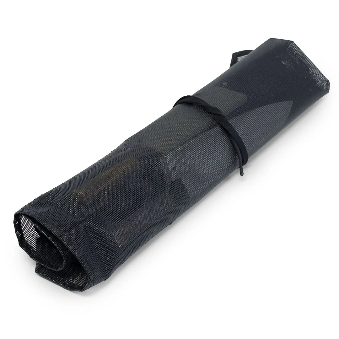 Mesh 6 Slots Knife Roll with Utility Pouch - Jet Black - Image 4