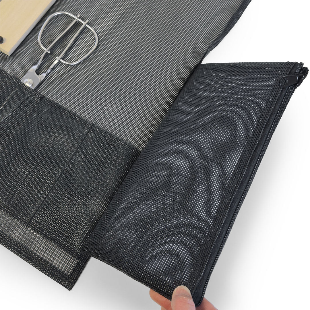 Mesh 6 Slots Knife Roll with Utility Pouch - Jet Black - Image 6