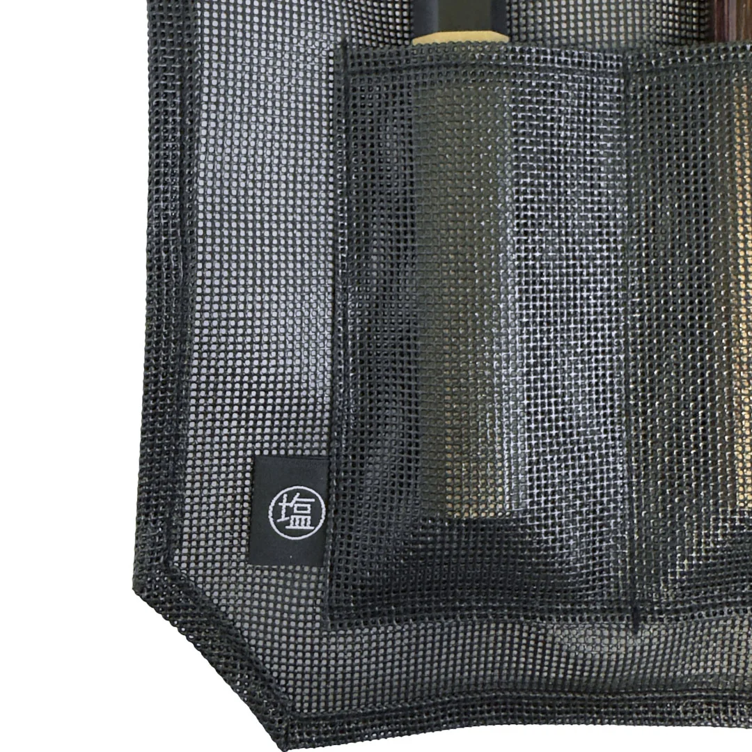 Mesh 6 Slots Knife Roll with Utility Pouch - Jet Black - Image 8