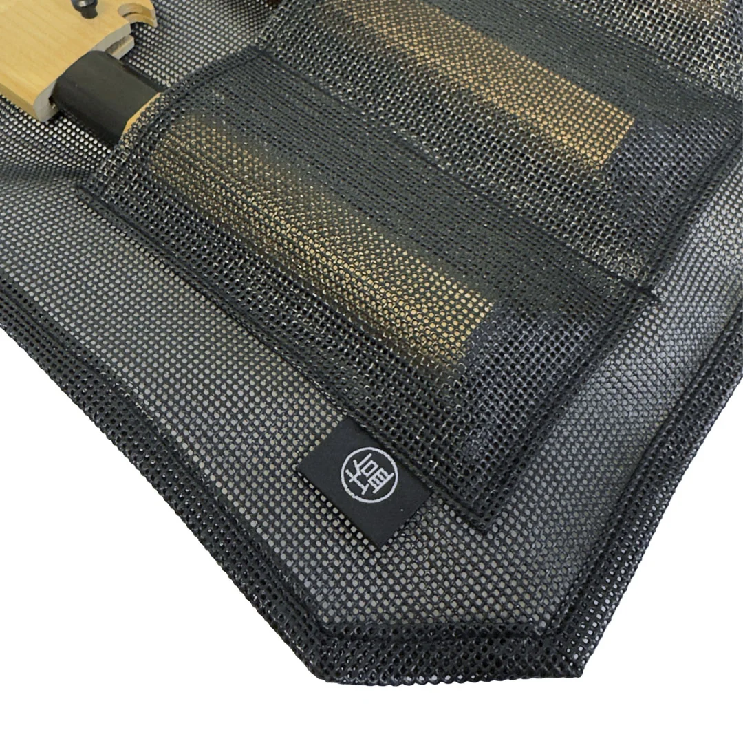 Mesh 6 Slots Knife Roll with Utility Pouch - Jet Black - Image 9