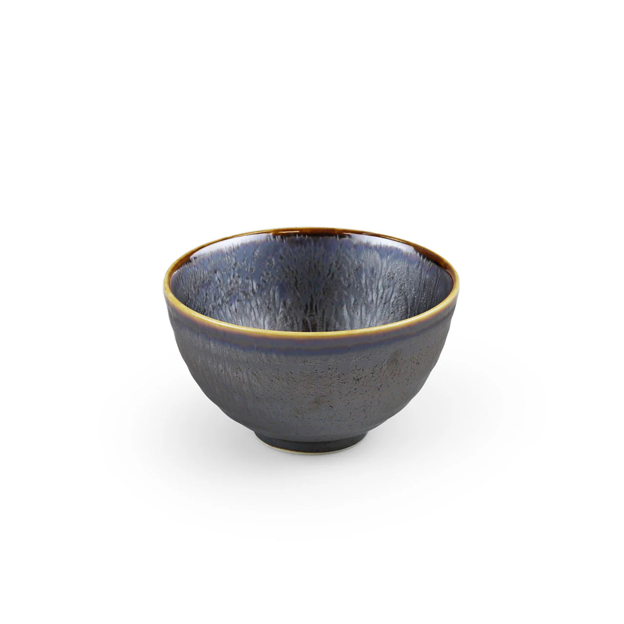 Jakuen Metallic Black Grazed Rice Bowl Chawan 12 fl oz / 4.5" dia