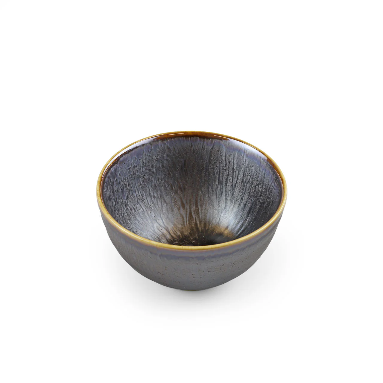 Jakuen Metallic Black Grazed Rice Bowl Chawan 12 fl oz / 4.5" dia - Image 3