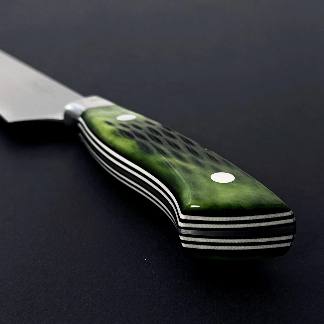Nenohi Nagi Utility Petty 180mm (7.1") Green Jigged Bone Handle with Saya Cover - Image 7