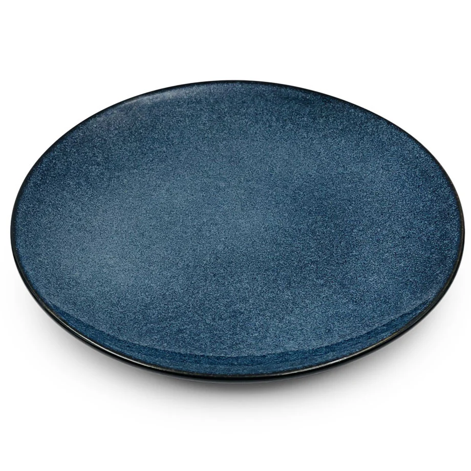 Porcelain Blue Star Round Dinner Plate 12.8" dia