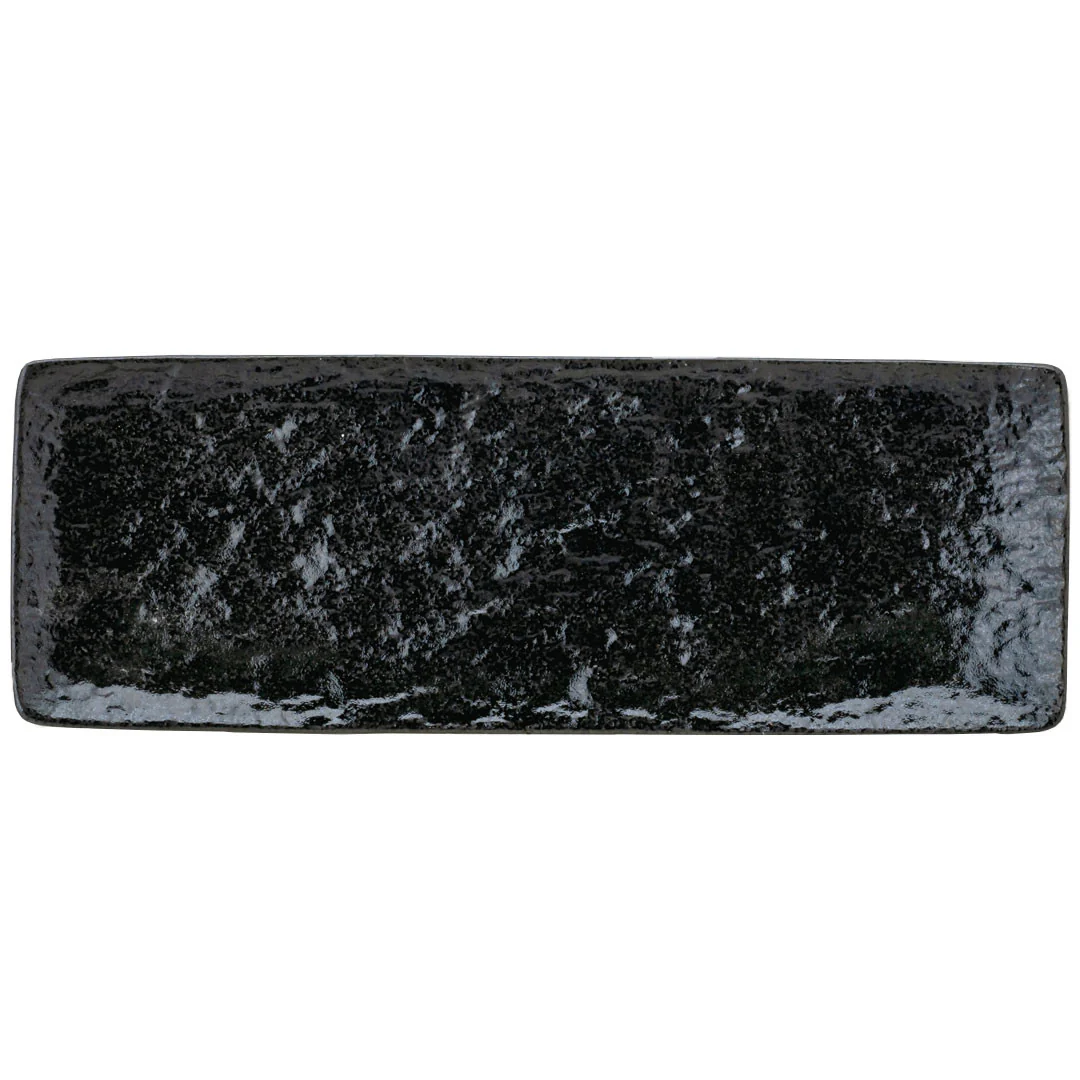 Porcelain Petra Black Flat Rectangular Dinner Plate 11.8" x 4.1"