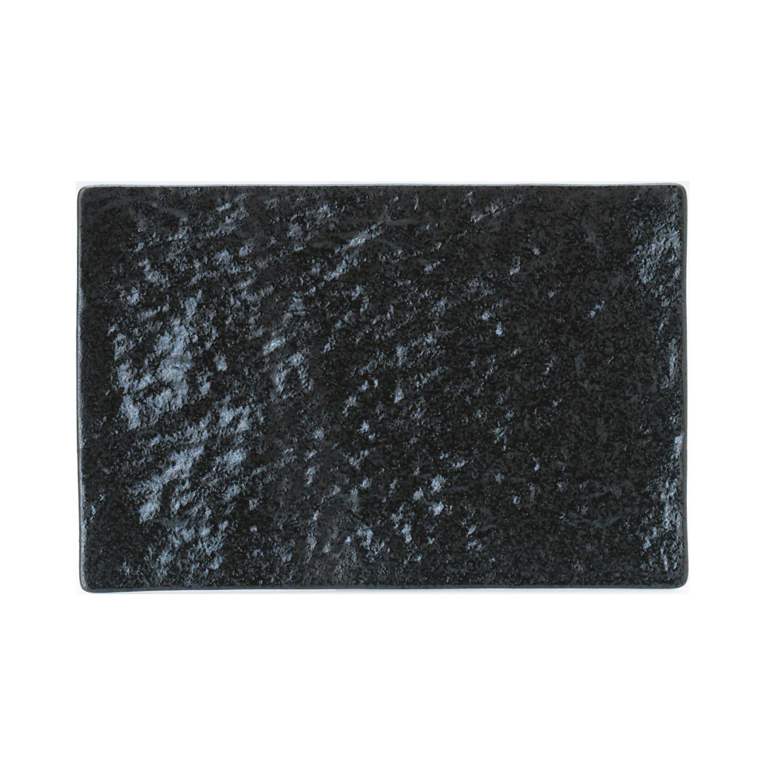 Porcelain Petra Black Flat Rectangular Dinner Plate 9.6" x 6.3"