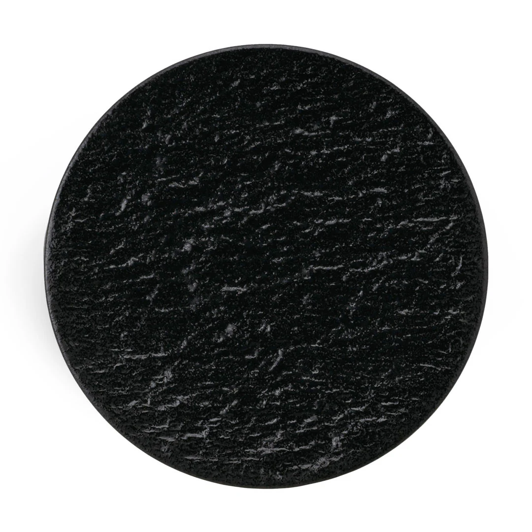 Porcelain Petra Black Flat Round Dinner Plate 9.8" dia
