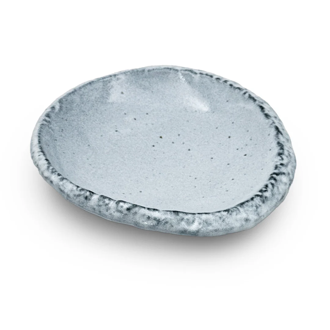 Rust Glazed Light Blue Plate 7.7" x 7.25" - Image 3