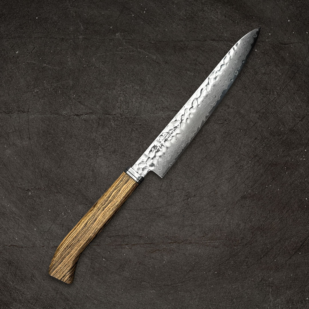 Sakai Takayuki Damascus Hammered VG-10 Petty 180mm (7.1") with Ougon-Dan Handle