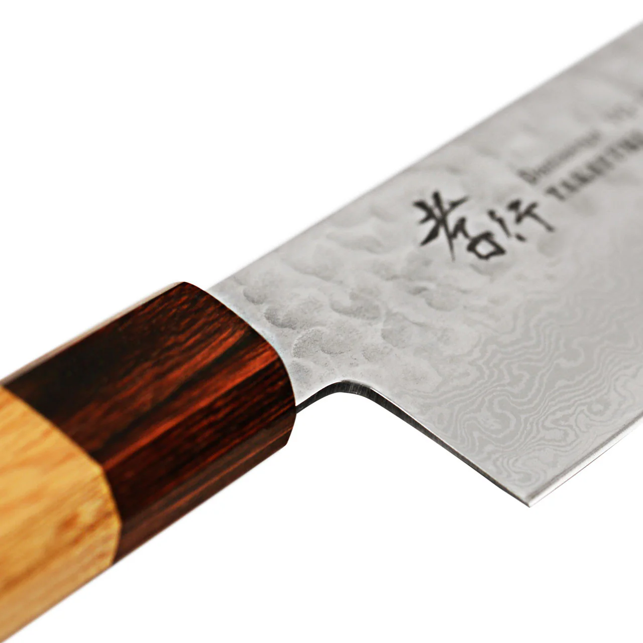 Sakai Takayuki Damascus Hammered VG-10 Santoku 170mm (6.7") with Wa-handle - Image 5