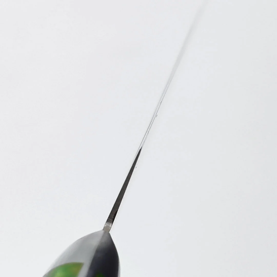 Sakai Takayuki Grand Chef SP Type III Sujihiki 240mm (9.4") Jungle-Green Stabilized Hybrid Resin Handle - Image 3