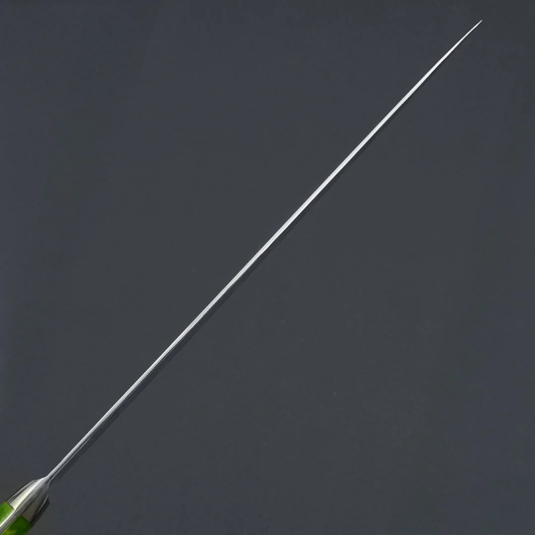 Sakai Takayuki Grand Chef SP Type III Sujihiki 240mm (9.4") Jungle-Green Stabilized Hybrid Resin Handle - Image 6